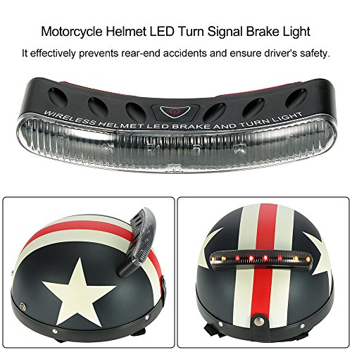 KKmoon Lampeggiante LEd di segnalazione di frenata e svolta per casco da motocicletta, wireless, 12 V, lampada universale