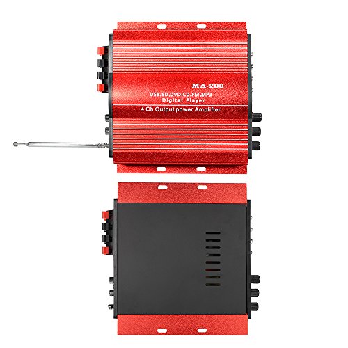 KKmoon MA200 Amplificatore Stereo a 4 Canali HiFi Audio Altoparlante per Auto Subwoofer USB SD FM