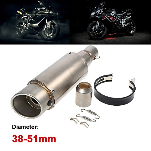 Kkmoon, silenziatore di scarico in acciaio inox universale per auto; 38 mm-51 mm in fibra di carbonio con coda obliqua adattabile alle motociclette