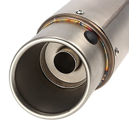 Kkmoon, silenziatore di scarico in acciaio inox universale per auto; 38 mm-51 mm in fibra di carbonio con coda obliqua adattabile alle motociclette