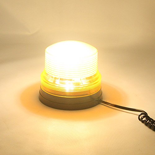 Kkmoon spia High Power LED Car Vehicle Amber Single flash warning Light with Magnetic Mount Beacon Strobe emergency Alarm Lamp