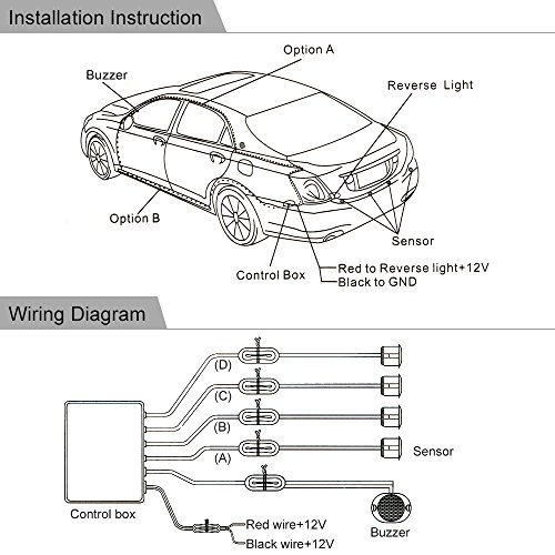 KKmoon - Supporto di parcheggio, 4 sensori radar, sensore del dispositivo di inversione, allarme auto, sistema per auto  Tipo Zumbador