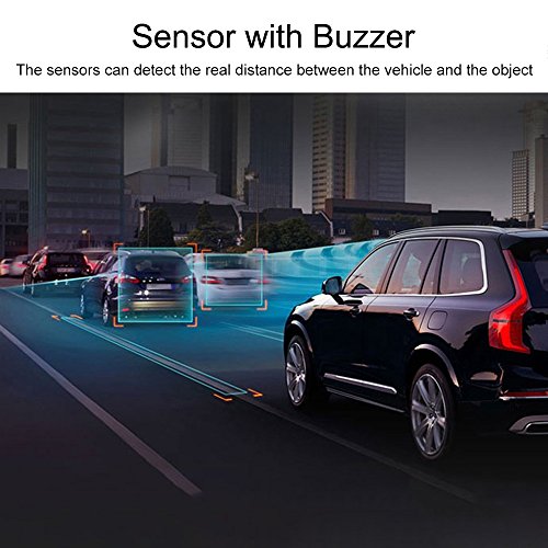 KKmoon - Supporto di parcheggio, 4 sensori radar, sensore del dispositivo di inversione, allarme auto, sistema per auto  Tipo Zumbador