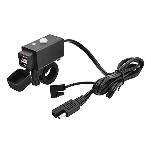 KKmoon USB Power Caricabatterie IP54 impermeabile antipolvere con interruttore + LED digitale indicatore di voltmetro per moto Pattern 1