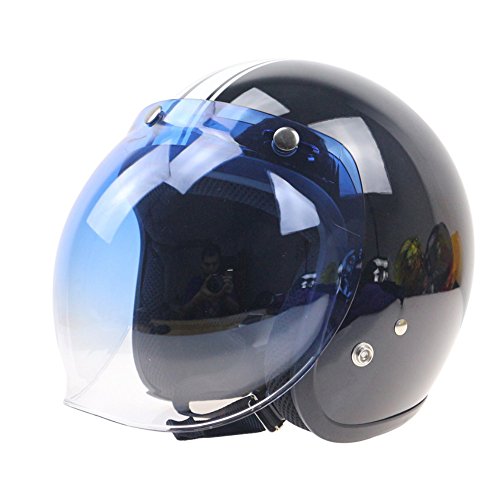 KKmoon Visiera parabrezza Bubble 3-Snap per casco moto Biltwell Gringo Bonanza gradiente blu