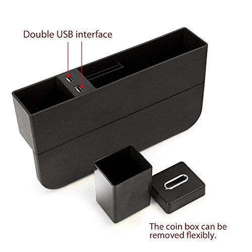 Kobwa console tasche laterali, seggiolino auto organizzatore e seggiolino auto Gap filler & 2 porte di ricarica USB, universale plastica Caddy e rimovibile portamonete