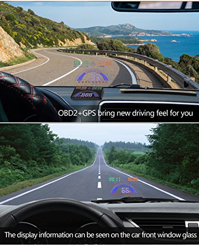 Kolsol HUD S7 14,7 cm OBD II auto parabrezza HUD Head Up display con GPS Speed affaticamento attenzione rpm temperatura dell