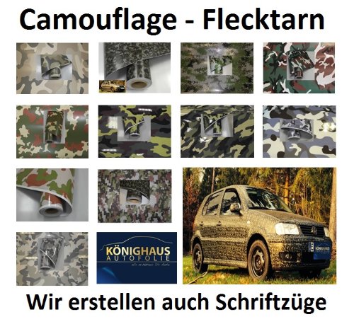 Könighaus - Adesivo camouflage con guida, senza bolle, 100 x 152 cm