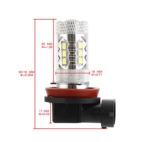 KT SUPPLY 2pz Auto Fendinebbia a LED Canbus H8 H11-16 SMD-80W-6000K Bianca, Lampada Duirna DRL 1500LM 12V DC dura 50000 ore