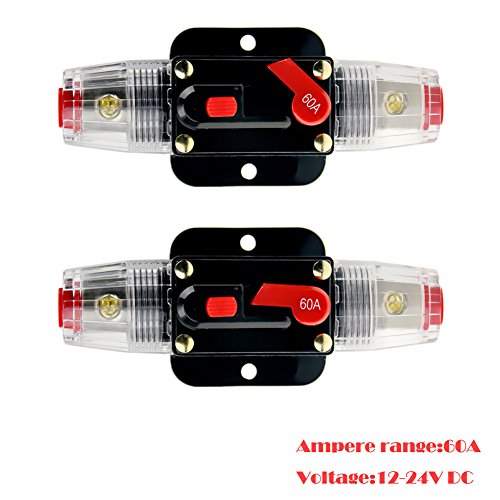 KUMEED 12 V DC 20 A 30 A 40 A 50 A 60 A Car Audio Inline Circuit Breaker Fusibile per la Protezione del Sistema (60A)