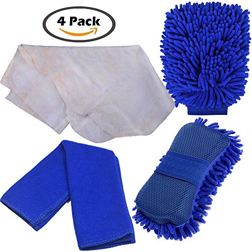 Kurbieh lavaggio auto guanto in microfibra Essentials kit per la pulizia 4 in 1 confezione