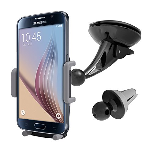 kwmobile supporto auto flessibile per Smartphones - supporto autovettura per disco e ventilazione - compatibile ad es. con Samsung, Apple, Wiko, Huawei