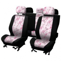 Ladyline 0310121 Kit di Copri-Sedili, 9 Pezzi, Compatibile Airbag, Pink Flower