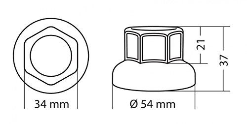 LAMPA 97971 Set 10 Copribulloni in Acciaio Inossidabile Lucidato, Diametro 33 mm