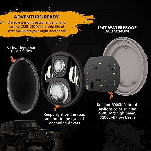 Lampadina 7 "NASCOSTO LED faro LED per Harley Davidson proiettore Daymaker fari nero