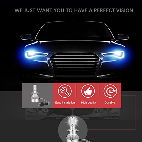 Lampadina LED H7 Kit di conversione All-in-One Kit luce per auto -60w-8,000Lm 6000K Cool White Waterproof IP68 - 3 anni di garanzia (confezione da 2)