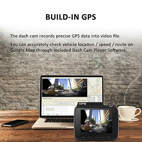 Laydran Dual Lens 4 K fotocamera da cruscotto auto DVR registratore con telecamera posteriore, Built-in WIFI & GPS, G-Sensor, schermo LCD 6,1 cm, 150 gradi obiettivo grandangolare, loop recording, Great Night Vision