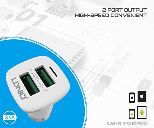 Ldnio caricatore da auto Quick Charge 3.0 di 2 porte USB 5 V 3.6 A Caricabatteria da auto per Phone/Tablet Ultra Rapido