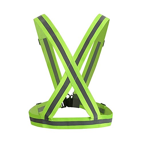 Leadextek ad alta visibilità per outdoor jogging running Gear giubbotto di sicurezza riflettente regolabile Cintura in vita Stripes Jacket, ciclismo, correre, camminare, moto equitazione, verde