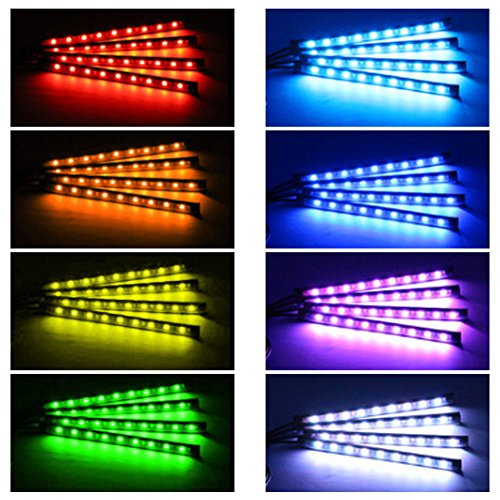 LED Auto Interni, 4 pc EECOO Luci al neon Interiori automobile di 48 lampade di decorazione Kit di illuminazione Luci auto interne rgb multifunzionali dell
