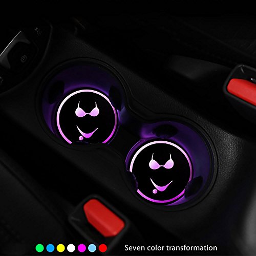 LED auto sottobicchieri, Aolvo acrilico non Solar Power LED camion per luci per auto con porta di ricarica USB integrata vibrazioni e sensore di luce si accende automaticamente al buio, confezione da 2 pz