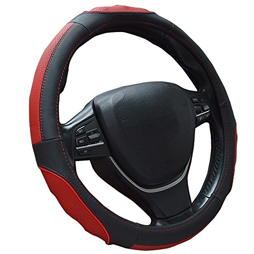 Ledaut Leather Steering wheel Cover Wraps Auto Car Steering Wheel Cover Universal Fit 15 inch