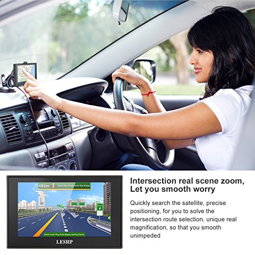 LESHP Navegador GPS Per Auto, Display da 5", Mappe a Vita, 128 MB di RAM e 4GB di ROM, FM/ Video/ MP3/ E-book
