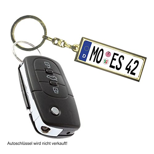 Limited Edition I Gold I Mini Targa/Keychain in alta qualità con Auto Auto Targa (richiesta Targa – personalisiertes Keychain)