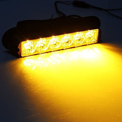 Linchview vista frontale lampeggiatori auto 6W LED 12V / 24V arancione luci di avvertimento Flash standlight camion carico luci stroboscopiche con 16 modello flash (6 LED 6W) (Blu)