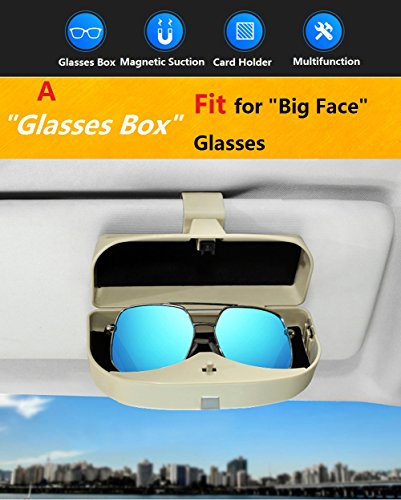 Linligoing auto custodia per occhiali con 2 carte inserto slot, Automotive visiera multi-funzione Meganetic aspirazione organizer box, occhiali da sole tasche portaoggetti per auto utilizzare accessori.