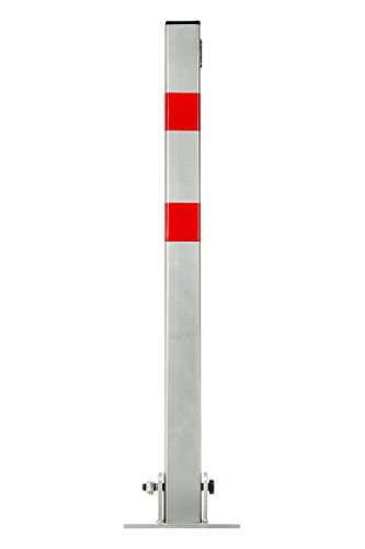 LIVIVO ® Barriera antiparcheggio in acciaio, con serratura, pieghevole, con strisce rosse riflettenti, 3 chiavi