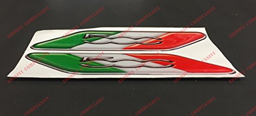 Logo Fiat 500 coppia bandiera Italia. Adesivi resinati, effetto 3D. Bandierine tricolore per 500, 500 Abarth, nuova Fiat 500