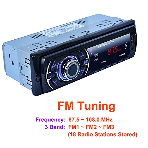LSLYA Ricevitore audio stereo per auto Radio FM Riproduttore MP3 con Bluetooth USB / SD / AUX / MMC Singolo In-Dash Din con telecomando