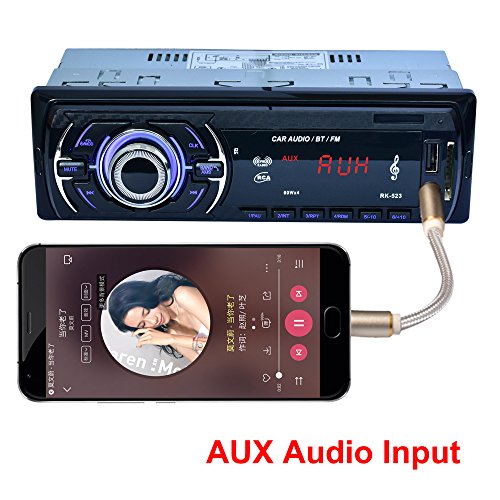 LSLYA Ricevitore audio stereo per auto Radio FM Riproduttore MP3 con Bluetooth USB / SD / AUX / MMC Singolo In-Dash Din con telecomando