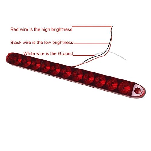 Luce rossa 38,1 cm impermeabile, con 11 LED, barra luminosa per luce stop, freni, frecce, fanale posteriore, per camion o rimorchio
