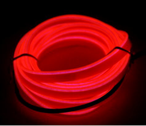 Luci diurne Lighting EL-Strip per interni auto, luce fluorescente, confezione da 4, colore: rosso