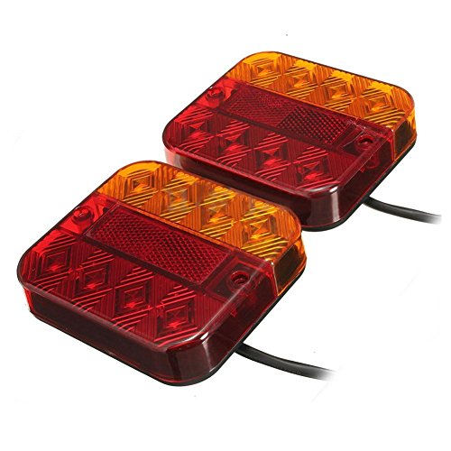 luci posteriori a LED - SODIAL(R) 1 Coppia fari fanali posteriori universali LED camion roulotte rimorchio 12/24V