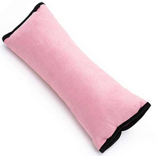 lucklyscar® Cuscino del Cinghia di sicurezza Cuscinetto regolabile cuscino del veicolo per proteggere Testa e Spalla Cuscino poggiatesta da Auto per Bambini (Rosa)