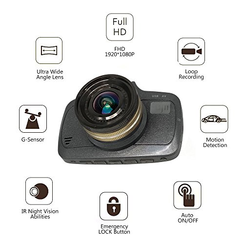 Lujii professionale Full HD Car Black box auto DVR auto telecamera auto registratore 1080p con obiettivo grandangolare supporto G-Sensor Motion detection loop Recorder HDMI Uscita (6,9 cm 1080p FHD Pro)