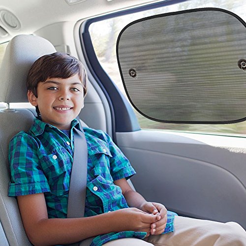 Lunaoo Baby Car Window Shades blocca i raggi ultravioletti UV 3 pacchetti per il sole per la finestra posteriore laterale Fornire comodi viaggi di auto freddi ogni volta. | Includere il sacchetto di immagazzinaggio e 2 tazze di aspirazione per schermo