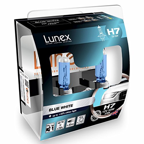 LUNEX H7 Blue White Lampadine Alogene Faro 477 12V 55W PX26d Colore bluastro 3700K duobox (2 unità)
