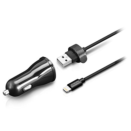 Macally MCAR12L caricabatterie per auto 12W con cavo Lightning per iPad, iPhone e iPod (Made for iPod, iPhone and iPad - Apple Mfi certified)