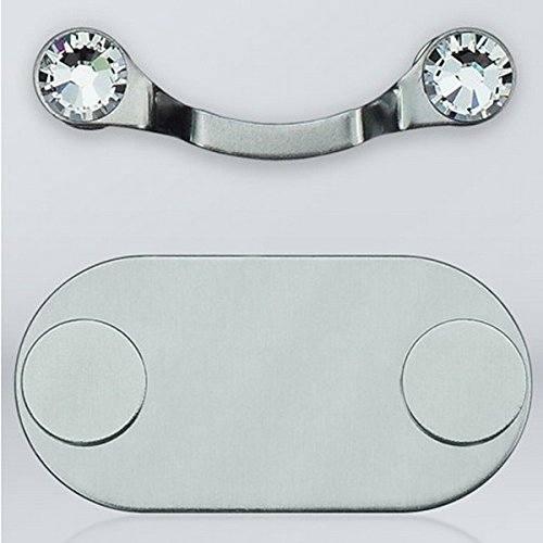 MAG-B porta occhiali magnetico (acciaio inossidabile nero con cristalli originali di Swarovski)