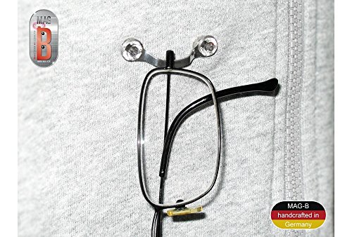 MAG-B porta occhiali magnetico (acciaio inossidabile lucido con cristalli originali di Swarovski)