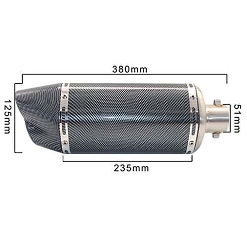 MagiDeal Doppio Silenziatore Di Scarico In Fibra Carbonio Tubo Universale 5mm Moto Silenziatore - #1