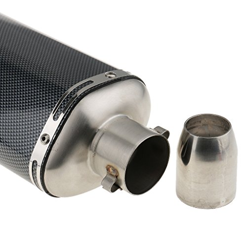 MagiDeal Doppio Silenziatore Di Scarico In Fibra Carbonio Tubo Universale 5mm Moto Silenziatore - #1