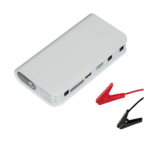 Majestic CPB 120N - Car Jump Starter  (avvia batteria auto) e power bank 9900mAh, valigetta con pinze per batteria, alimentatore, cavo plug-in 12volt, adattatori per PC,  Bianco