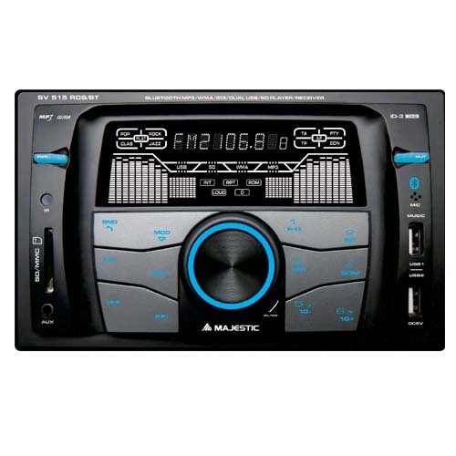 Majestic SV 515 RDS BT - Autoradio FM Bluetooth DOPPIO DIN, doppio USB, ingressi SD/AUX-IN, 180W (45W x 4ch), Nero