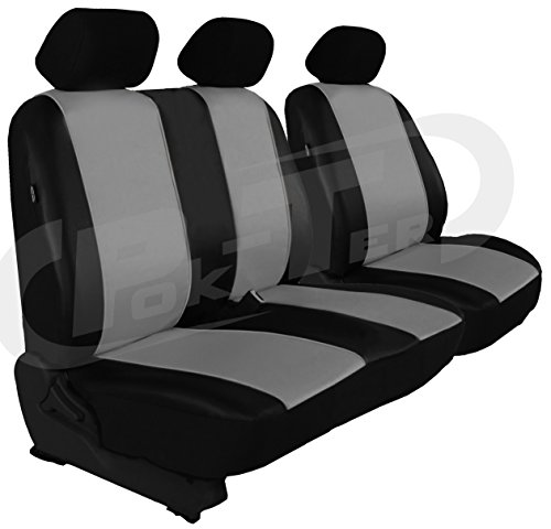 Mass gefertigter finta per TRANSIT VIII AB 2013 Sedile conducente + eco – Panca da sedile del passeggero della pelle (Grigio)