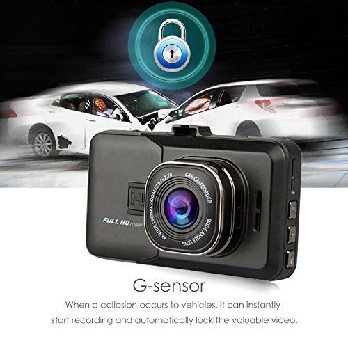 Maxesla 1080P Full HD HD 170° Wide Angle Dashboard Videocamera Videocamera Registratore 3.0" LCD Car Dash Cam Motion Detection G-Sensor Loop Registrazione Parcheggio Monitor Sicurezza Auto DVR